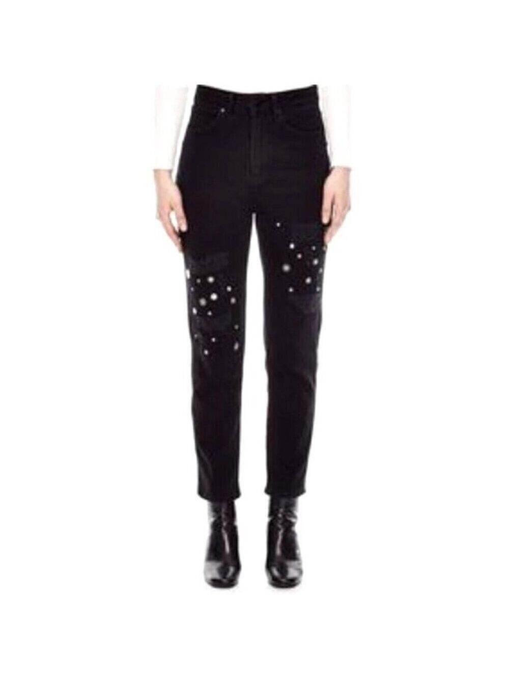 Sandro Paris Rudie Black Studded High Rise Jeans Size 34 (US Size 2)
